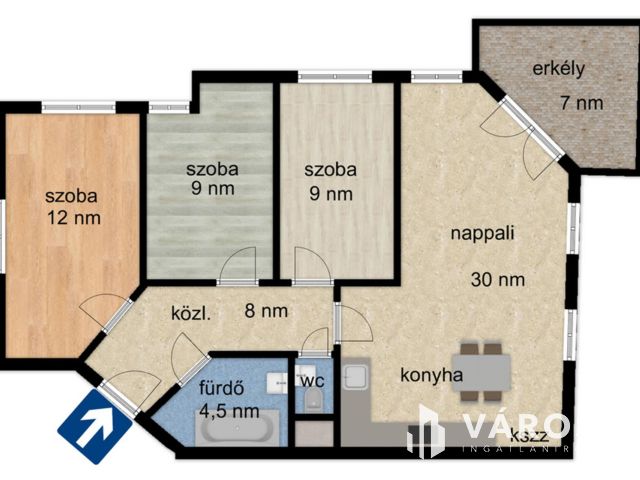 Nappali + 3 szoba, csendes, nyugodt lakókörnyezetben.